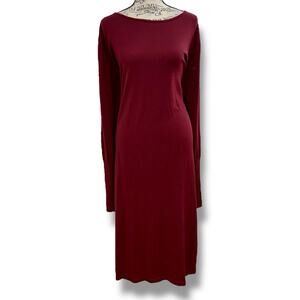 NWT Maria Rinaldi Giorno Size L Ruby Wool Midi Sweater Dress Designer Italy